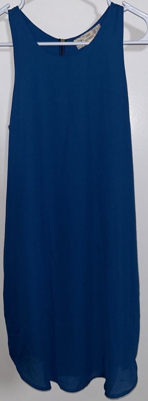 Pink Republic Blue Sleeveless Dress With Side Pockets Size Small NWT